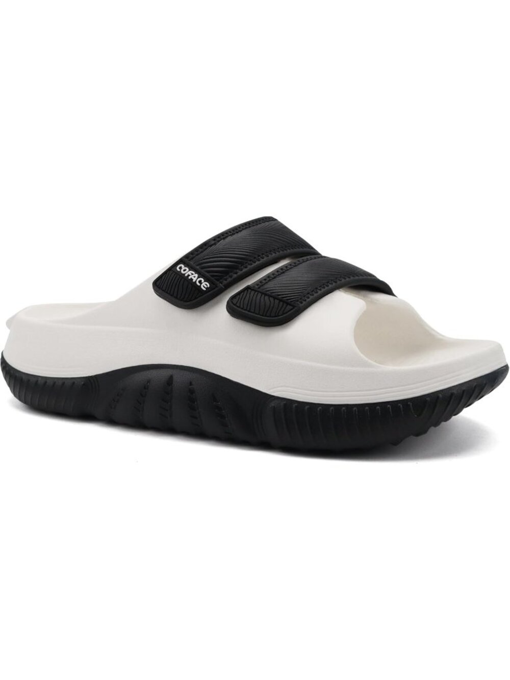 Men's Black&White Recovery Sandals Orthopaedic Walking Slides Adjustable Thick